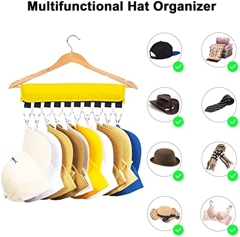 ווקה כובע ארגונית מחזיק מתלה לארון מוט, קל כובע אחסון קולבי בייסבול כובעים, 26 גדול פרימיום קליפים עבור כדור כובעים, רב תכליתי כובע מחזיק,